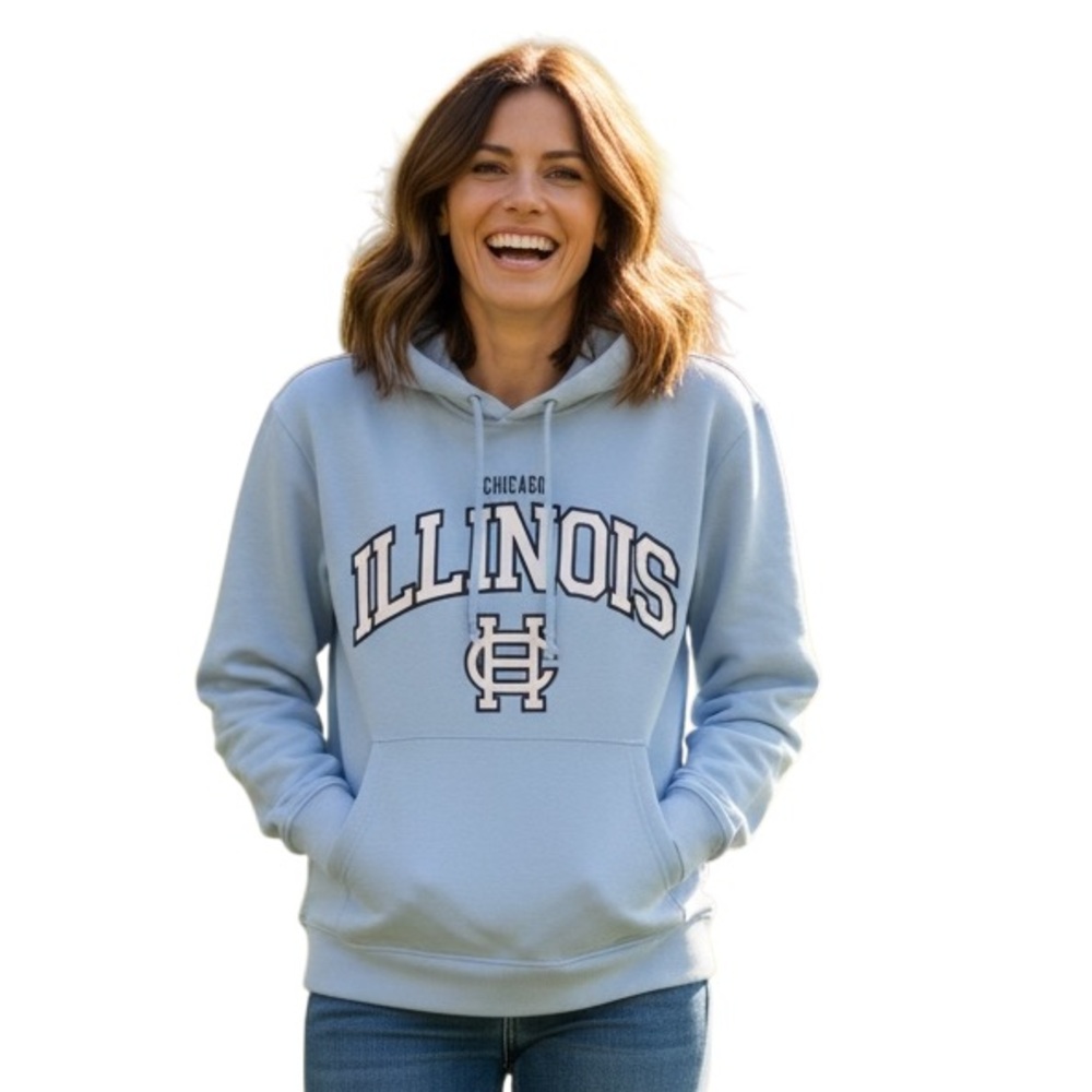 H&M Light Blue Illinois Graphic Hoodie Size XL